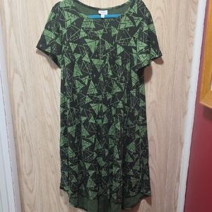 LuLaRoe Black and Green High Low Dress